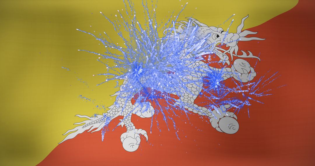 Fireworks Display Over Bhutan Flag