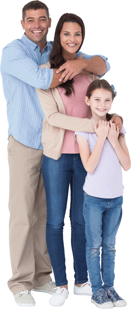 Smiling Family Embracing with Transparency for Versatile Use