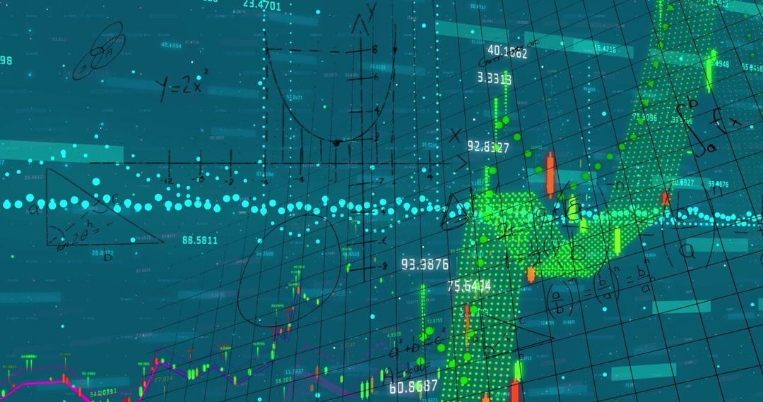 Digital Financial Chart with Mathematical Annotations