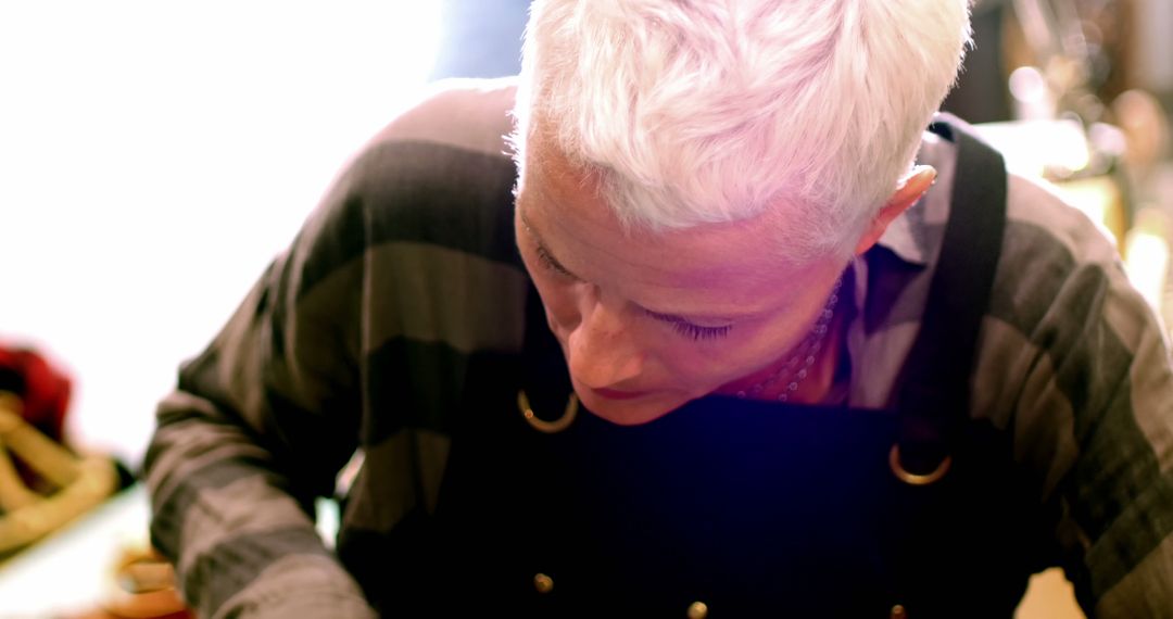 Skilled Craftswoman Focused on Creating Artisan Goods