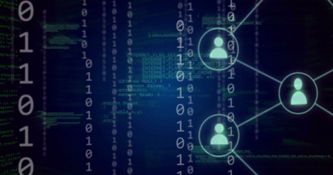 Abstract Digital Data Network with Human Icon Connections