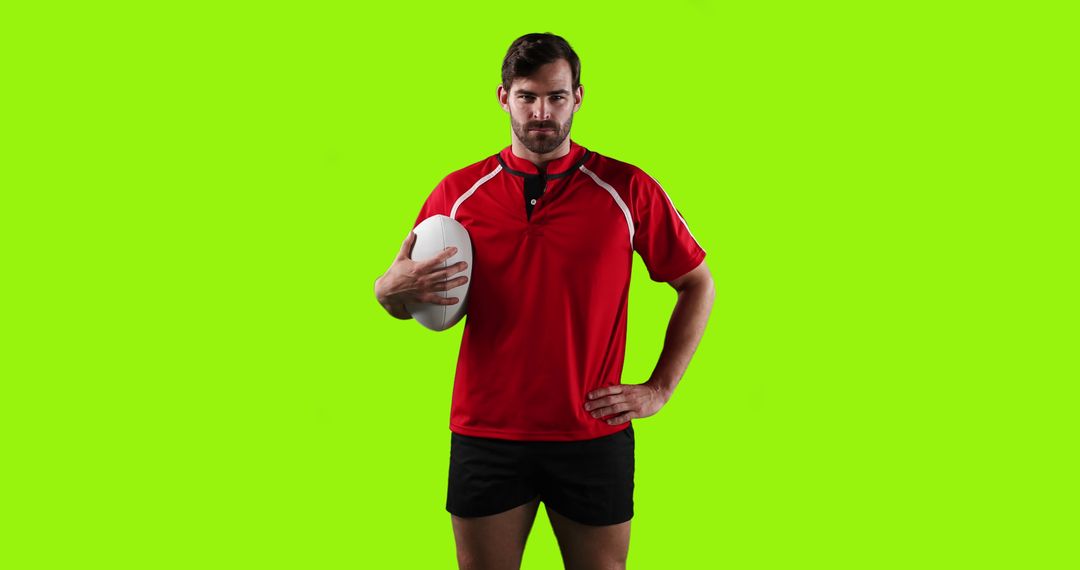 Rugby Player Holding Ball on Green Screen - Free Images, Stock Photos and Pictures on Pikwizard.com