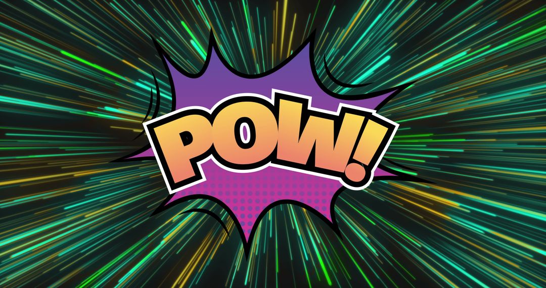 Comic Style POW Explosion with Colorful Light Trails
