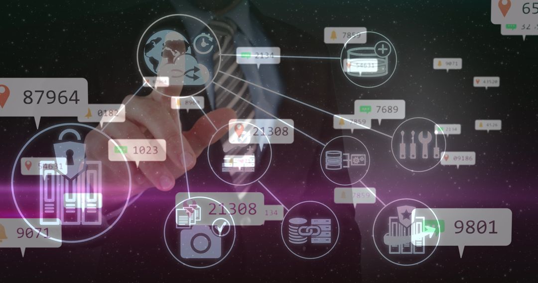 Businessman Interacting with Global Network Touch Interface