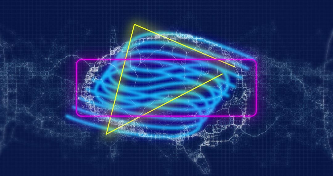 Vibrant Abstract Neon Light Design on Digital Grid Backdrop