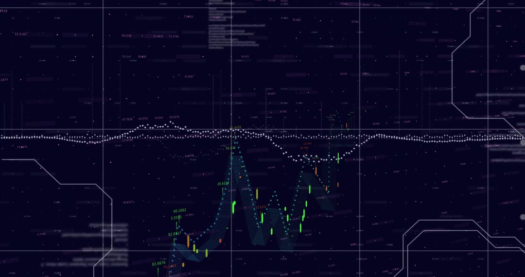 Digital Financial Data and Stock Market Chart on Dark Interface