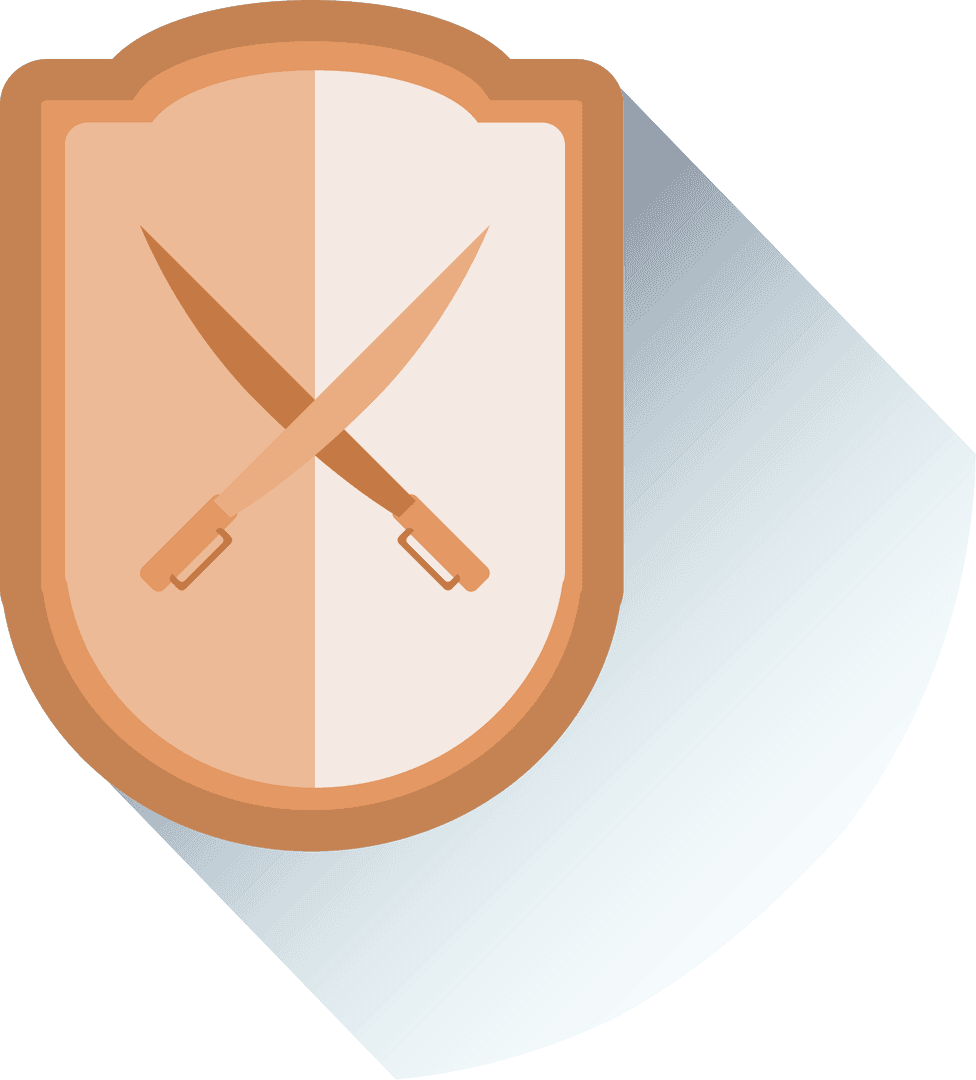 Transparent Icon of Shield and Crossed Swords for Security Concept