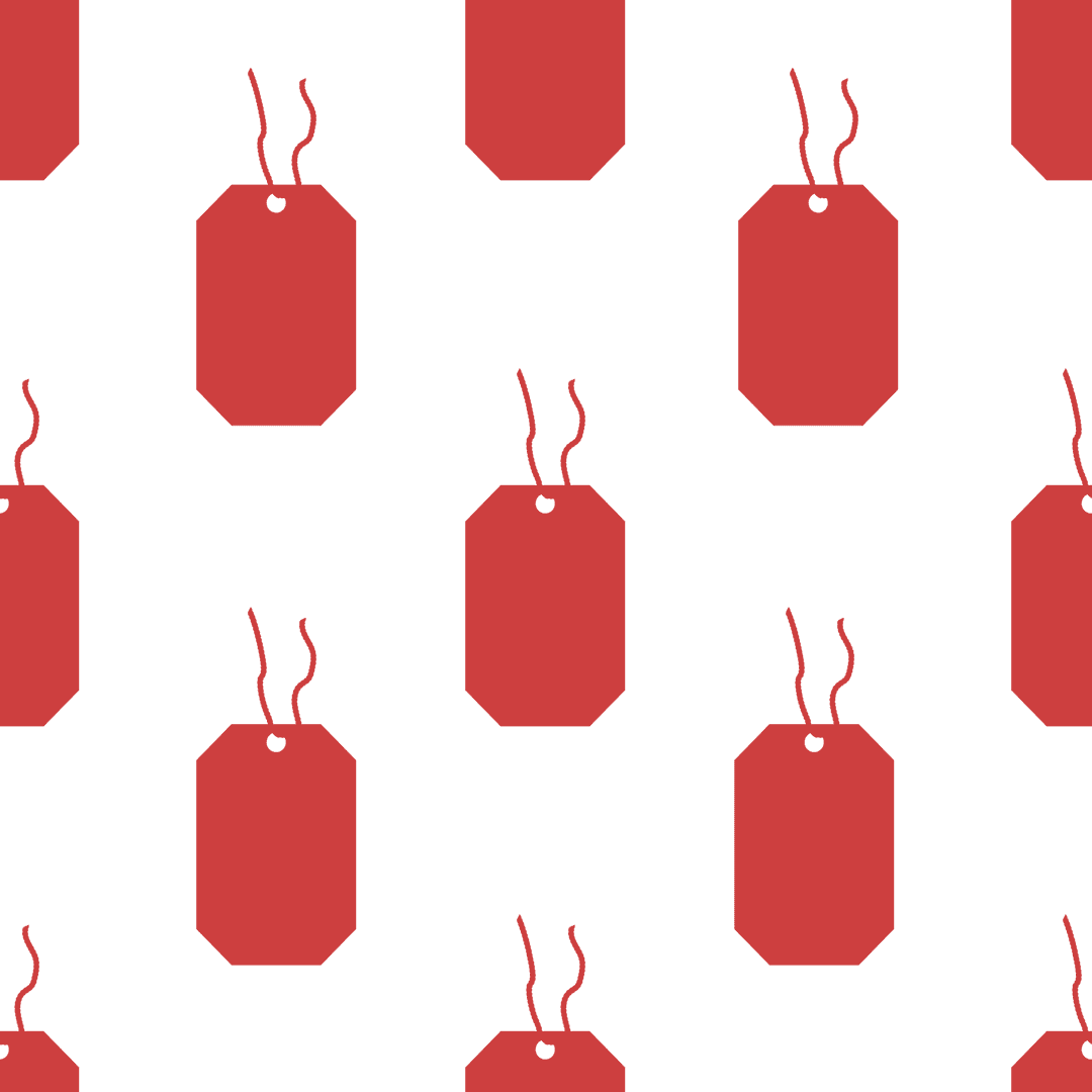 Seamless Red Tag Pattern on Transparent Background for Retail Design