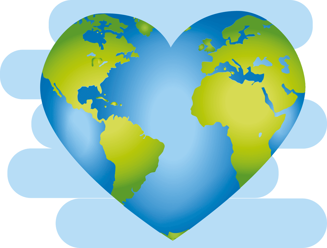 Heart Shape Globe with Transparent Background Depicting Love and Ecology