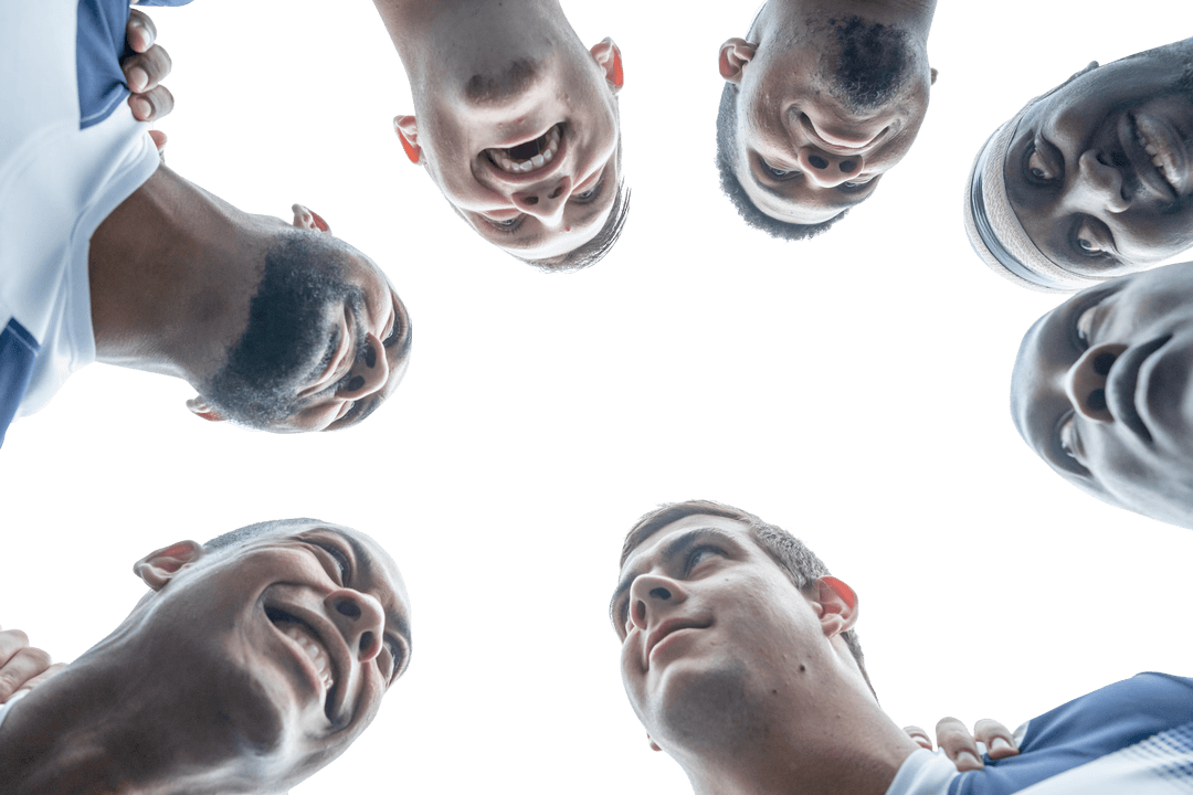 Bottom View of Athletes in Circle on Transparent Background