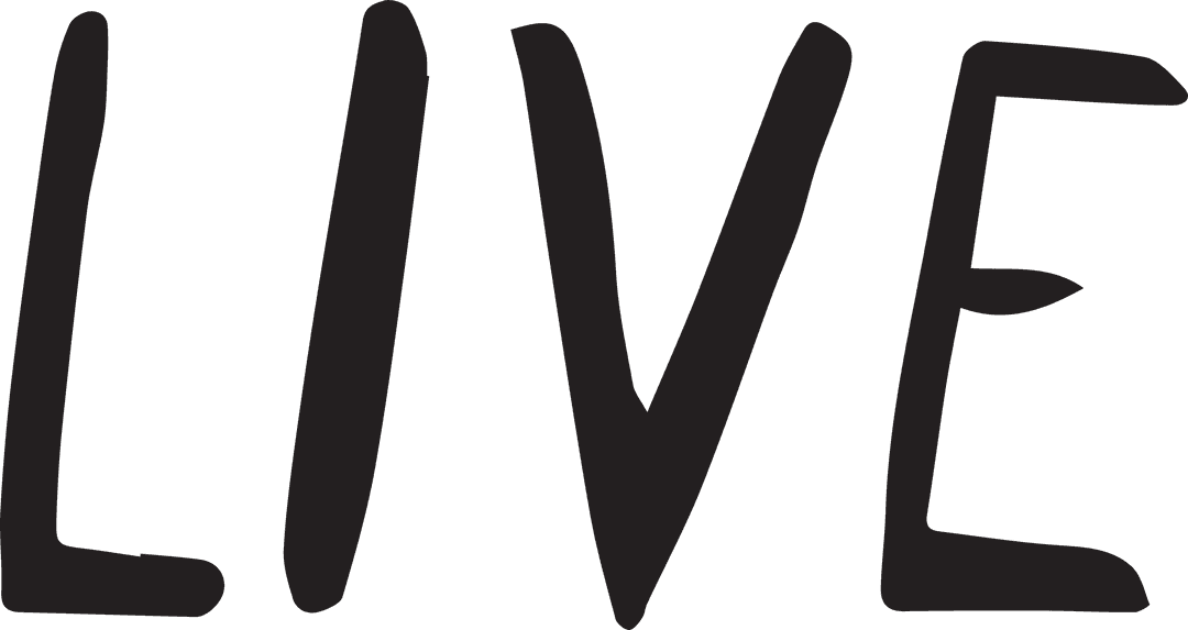 Bold LIVE Text Illustration on Transparent Background for Events