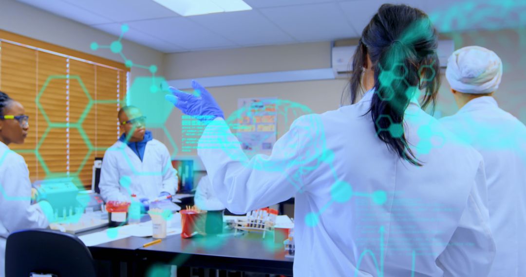 Medical Team Innovating in Modern Laboratory Environment