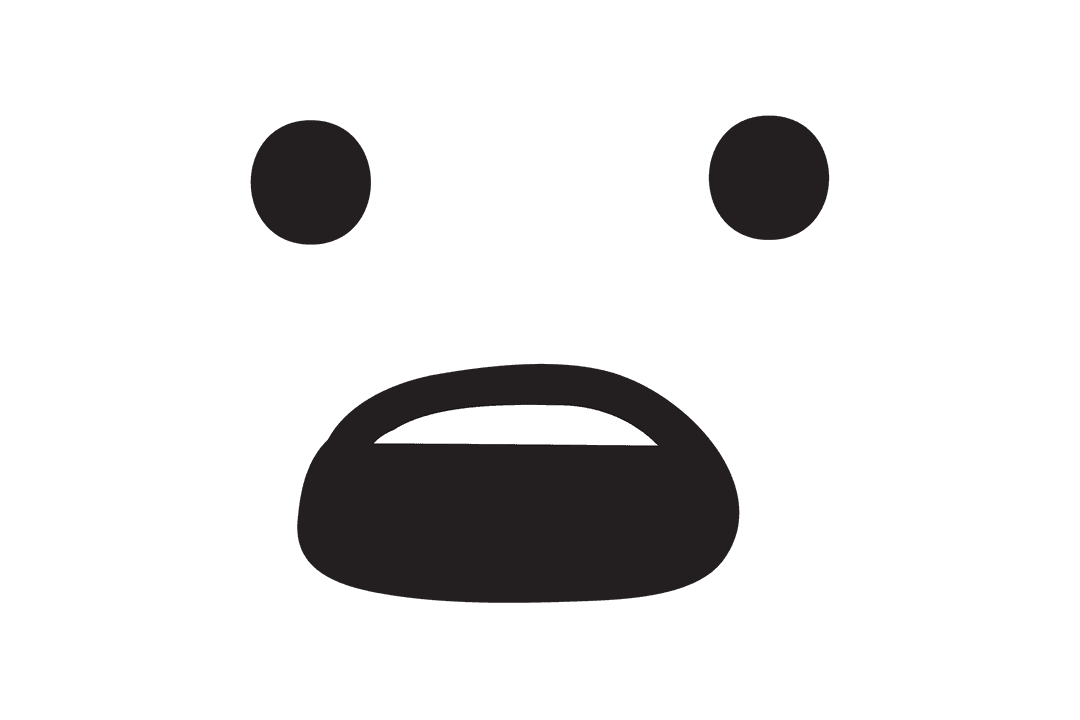 Surprised Face Emoji on Transparent Background