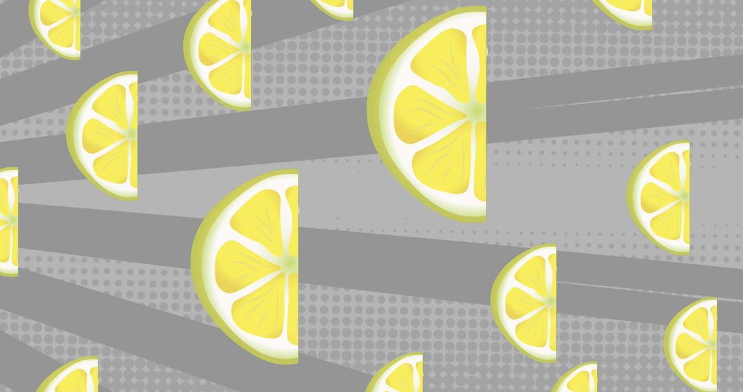 Bright Lemon Slices on Gray Background