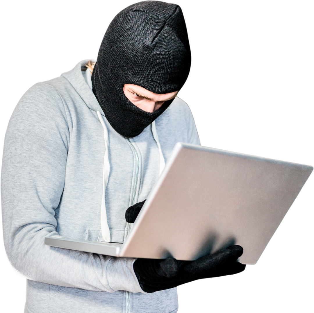 Focused Thief with Hoodie Transparent Background Working on Laptop - Download Free Stock Images Pikwizard.com