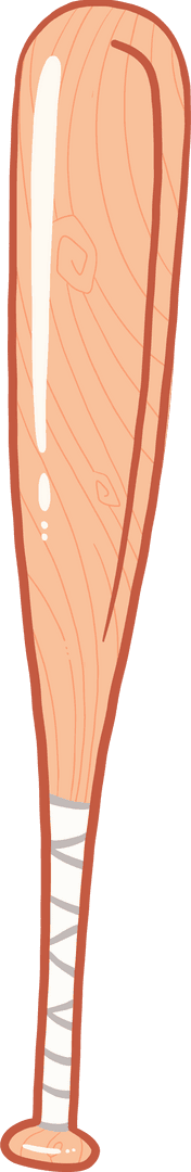 Stylized Rustic Wooden Bat with Transparent Background