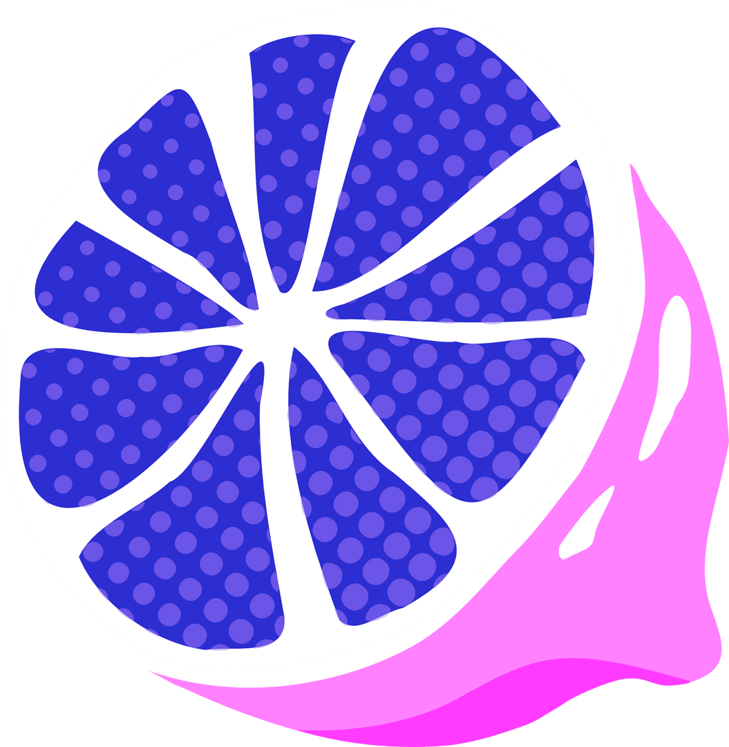 Vibrant Stylized Citrus Slice with Transparent Background