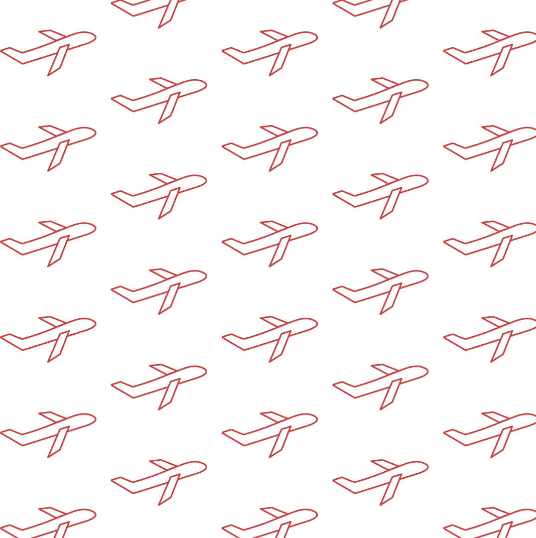 Red Airplane Pattern on Transparent Background, Travel Symbols