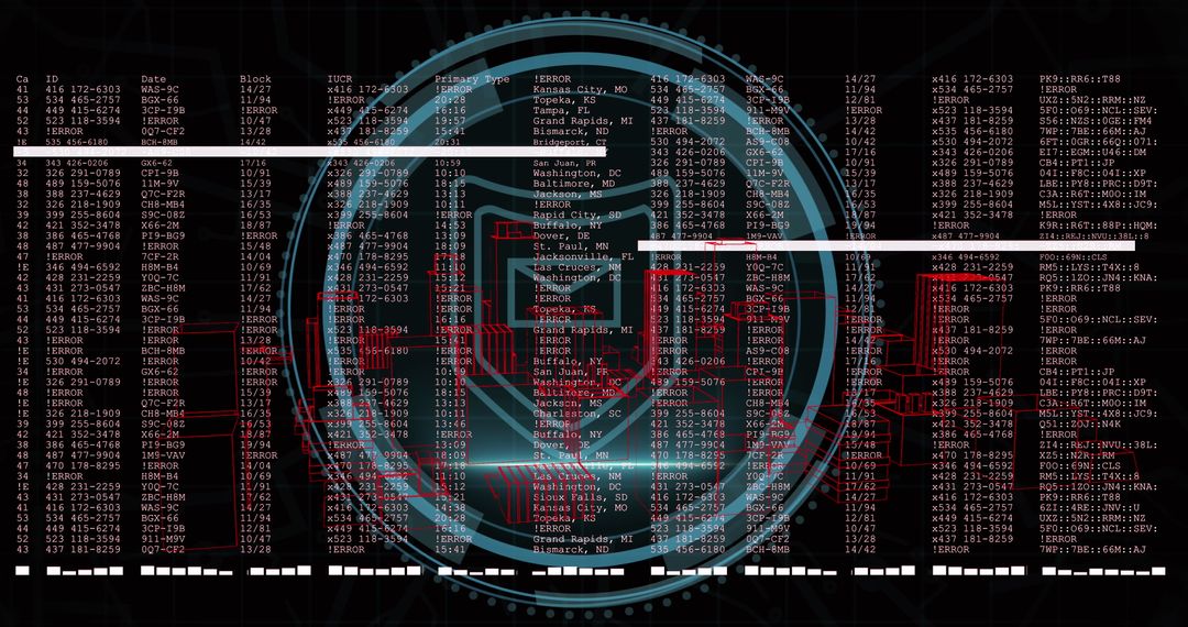 Futuristic Data Processing Interface on Digital Cyber Background
