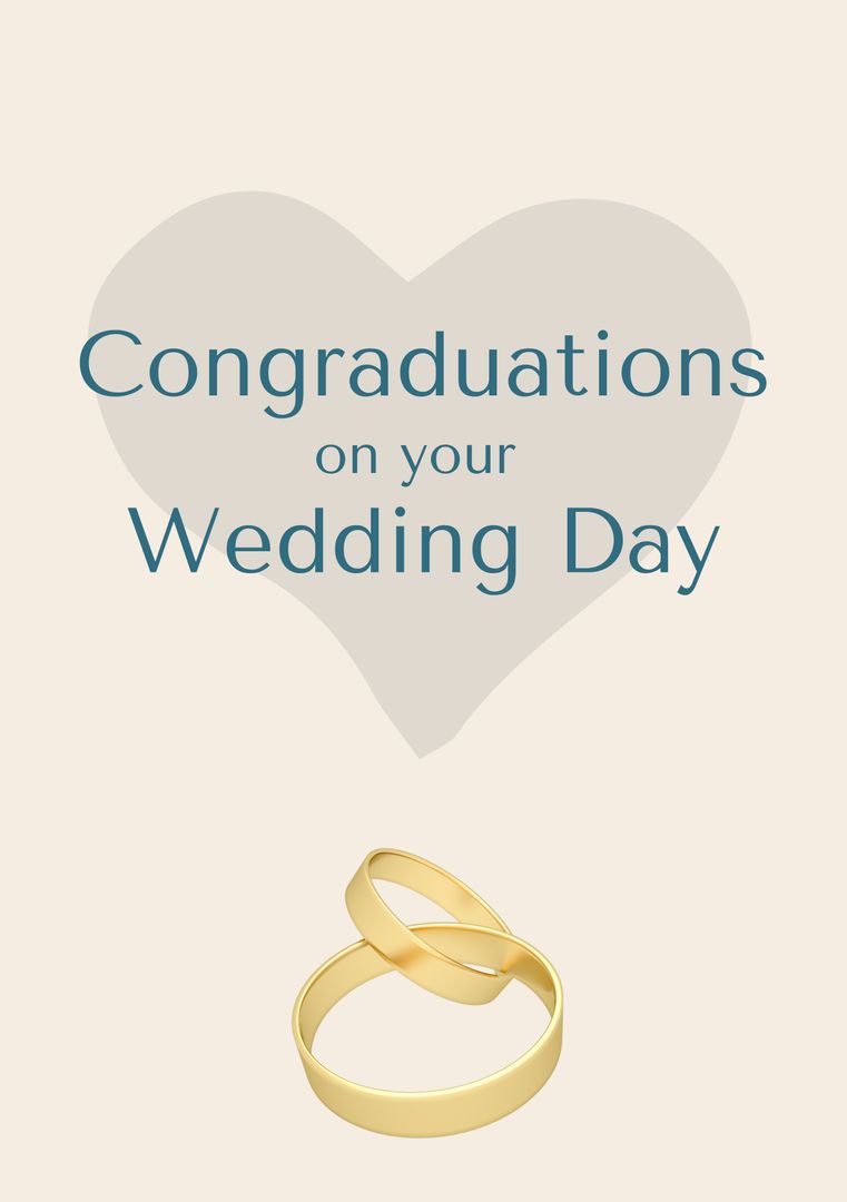 Elegant Wedding Day Card with Congratulatory Message and Intertwined Gold Rings - Download Free Stock Templates Pikwizard.com