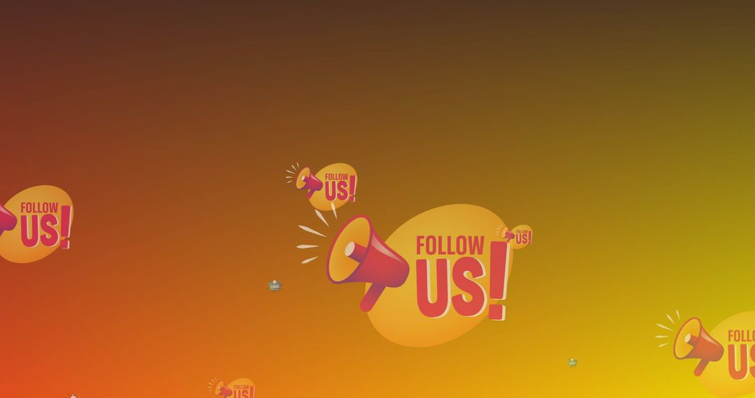 Follow Us Promotional Banner with Megaphone Icons