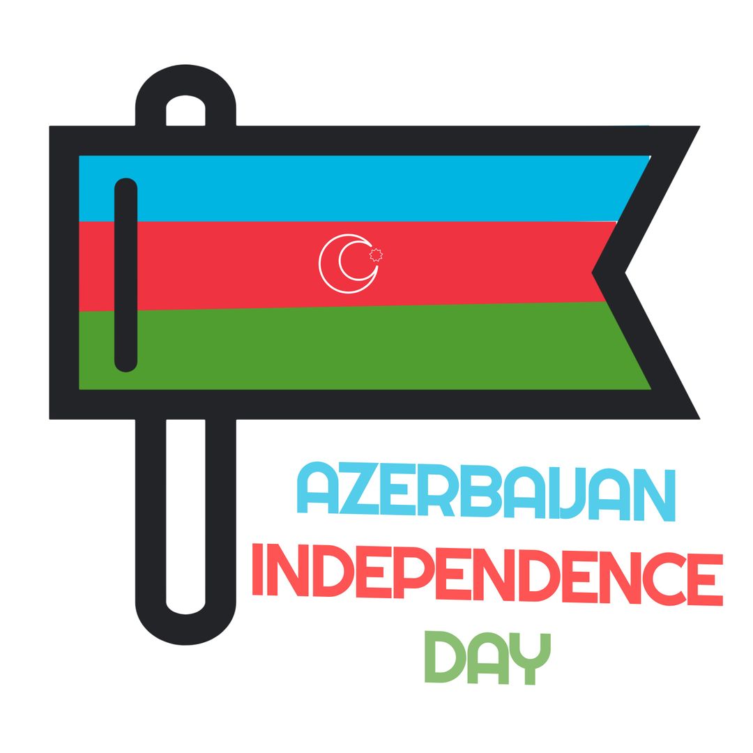 Azerbaijan Independence Day Flag with Celebratory Text