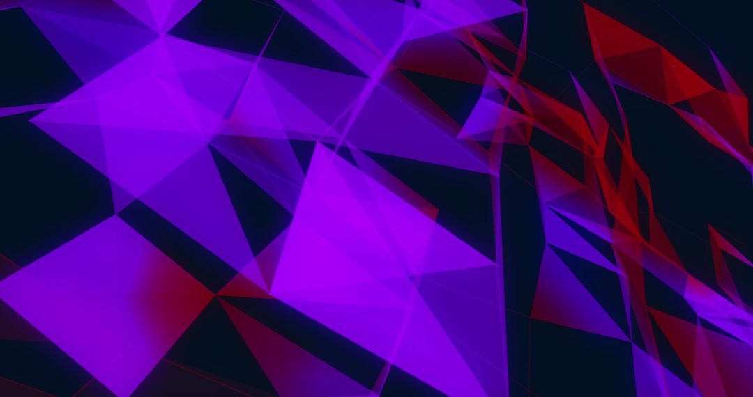 Abstract Network of Purple and Red Geometric Shapes Against Black