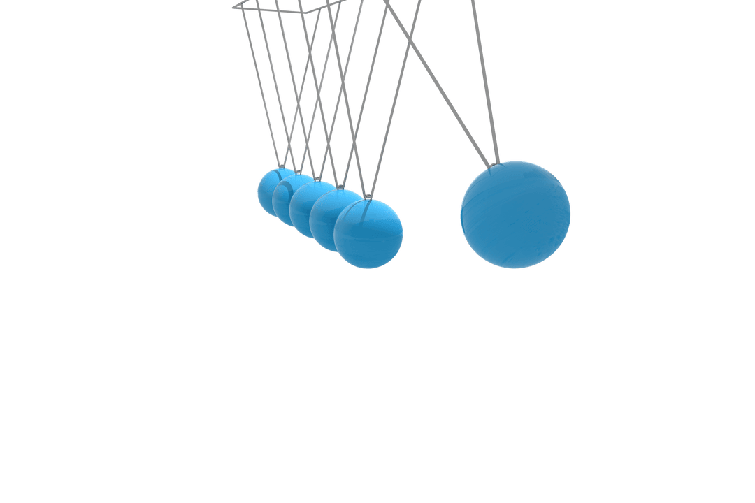 Blue Pendulum Balls on Transparent Background Illustrating Motion