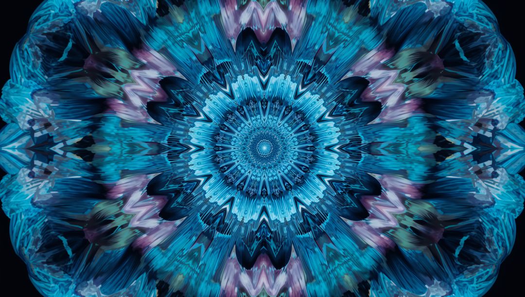 Mesmerizing Blue and Teal Kaleidoscopic Mandala Pattern