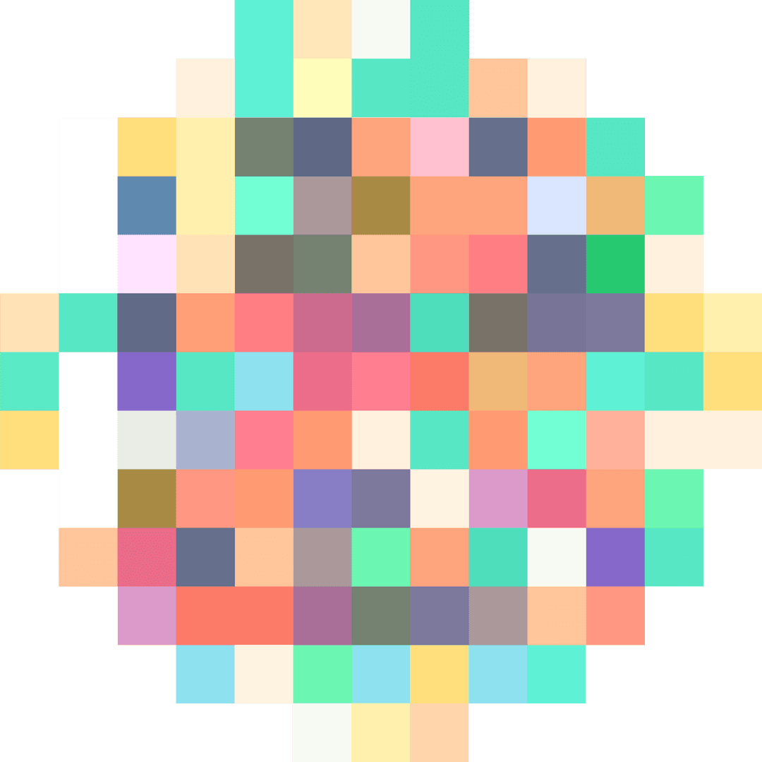 Abstract Colorful Tile Mosaic Creating Circular Pattern on Transparent Background