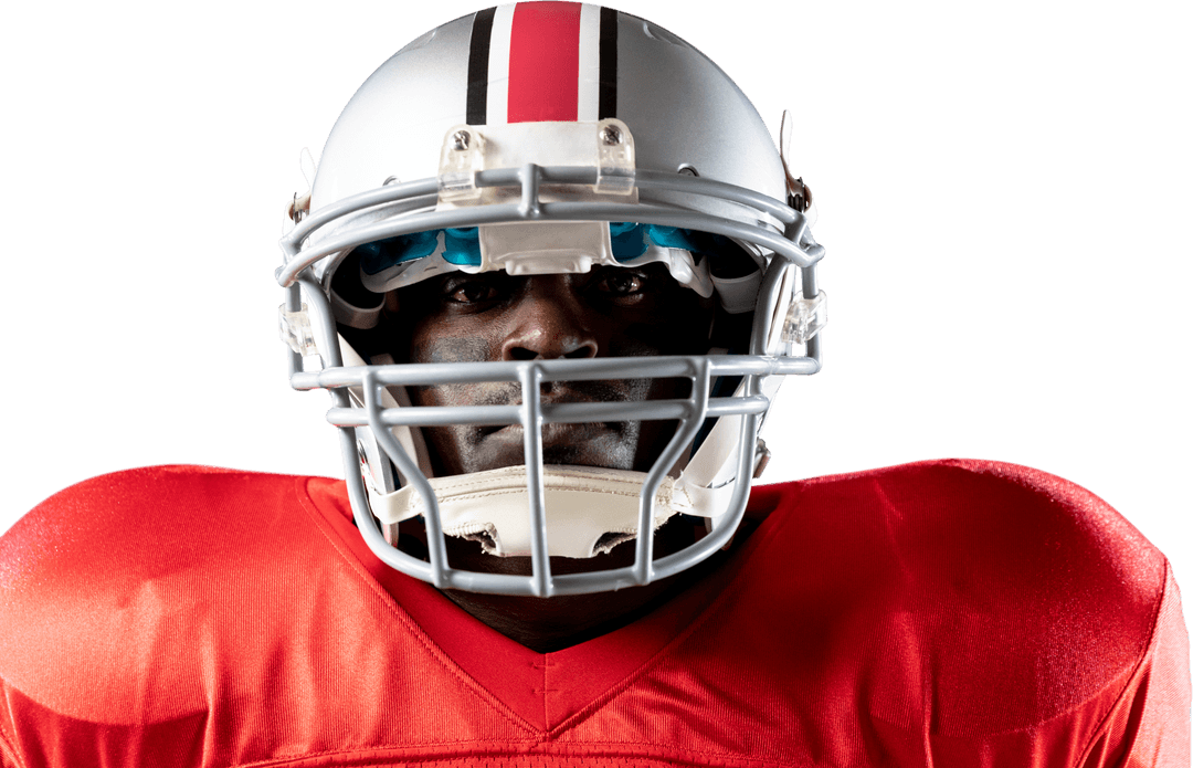 Transparent Portrait of African American Football Player in Helmet