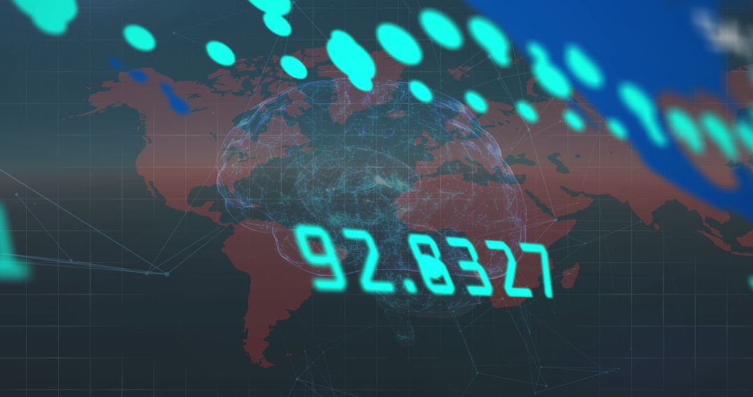Global Connectivity with Digital Map and Floating Data Points Illustration