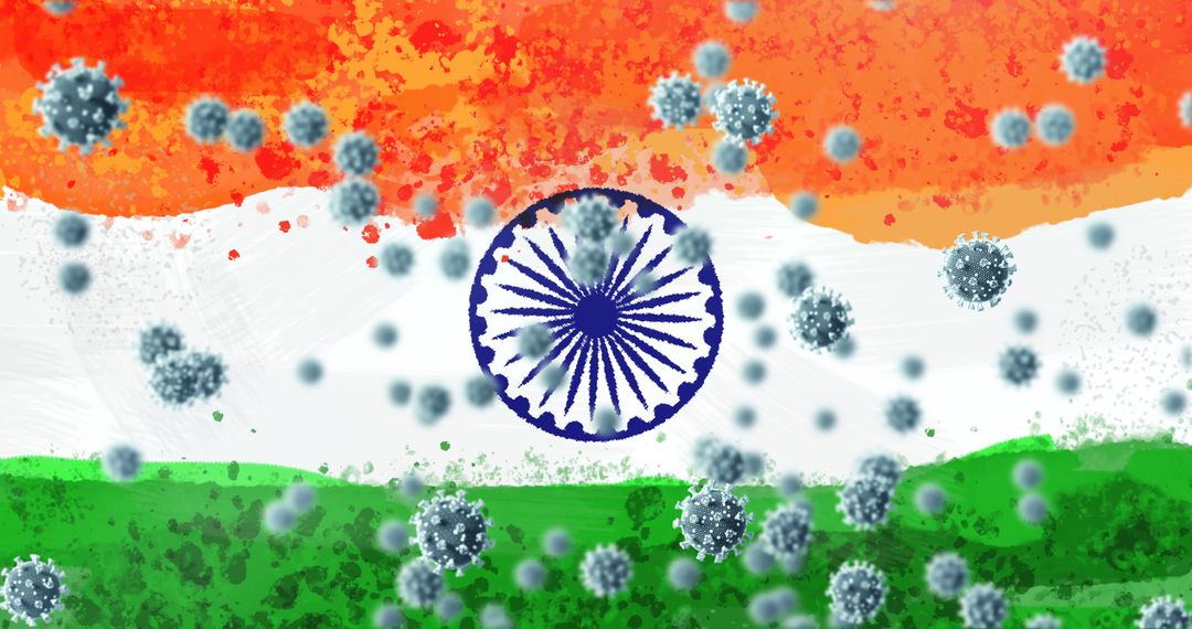 Indian Flag with Coronavirus in Pandemic Concept Art - Free Images, Stock Photos and Pictures on Pikwizard.com