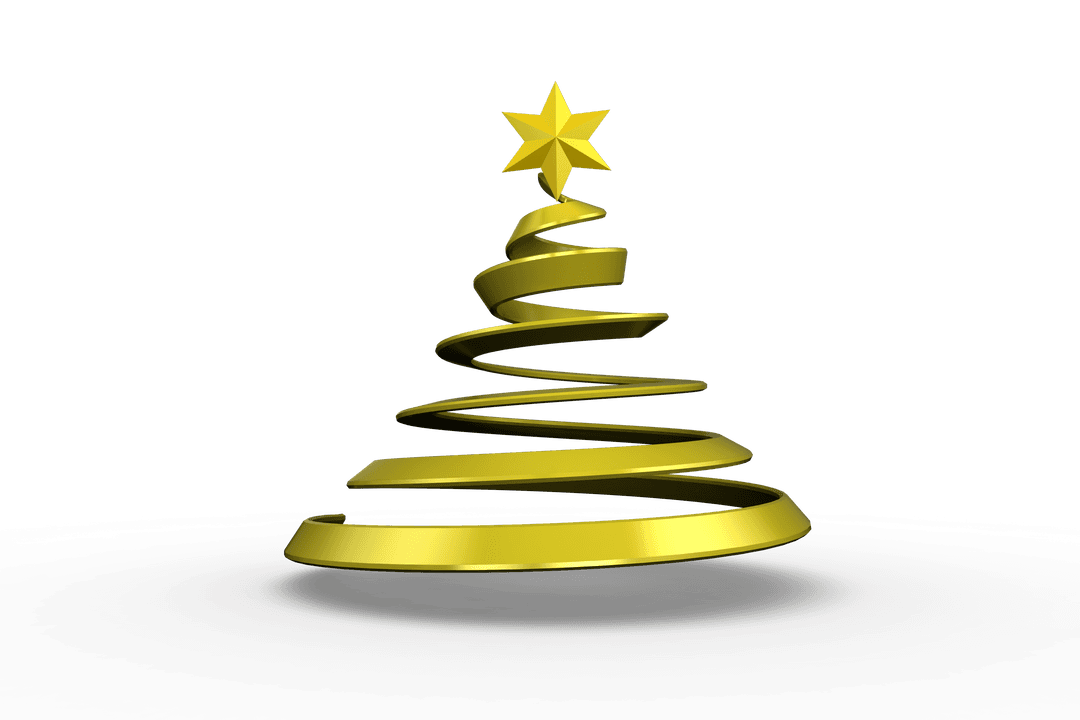 Transparent Swirled Ribbon Christmas Tree with Star Topper