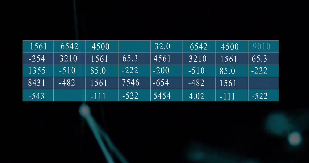 Translucent Numerical Table with Glowing Cyber Lines