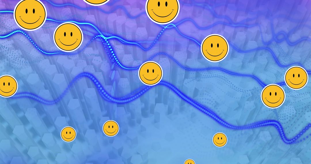 Smiley Emoji with Futuristic Technology Elements