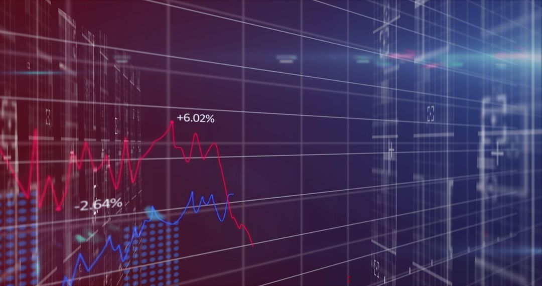 Dynamic Financial Graphs on Digital Screen Displaying Market Trends