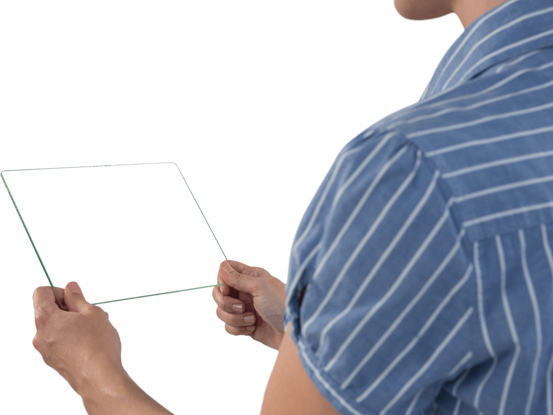 Person Holding Transparent Digital Tablet Isolated