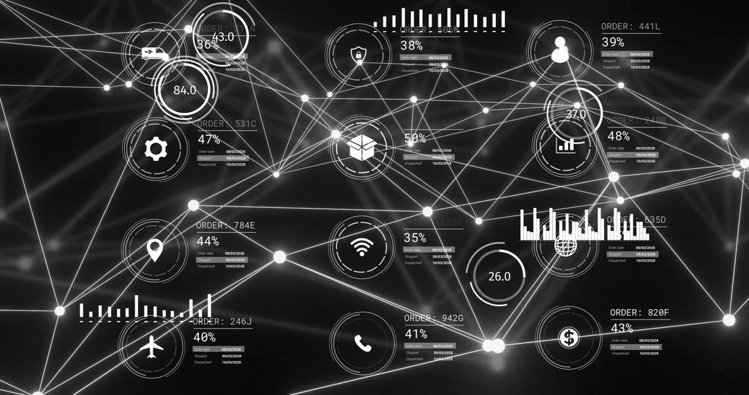 Futuristic Technology Interface with Data Processing Elements