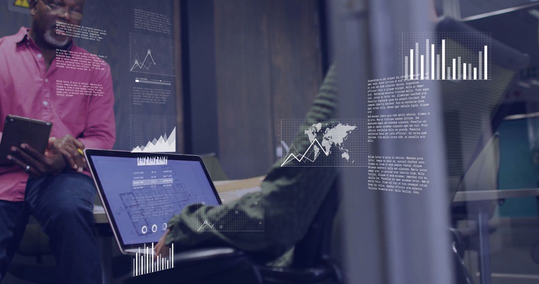 Diverse Team Analyzing Financial Data with Innovative Graphics in Office