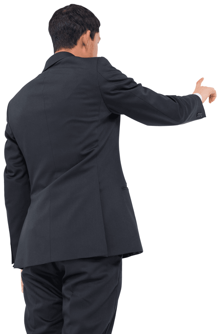 Transparent Businessman Pointing with Sophisticated Suit