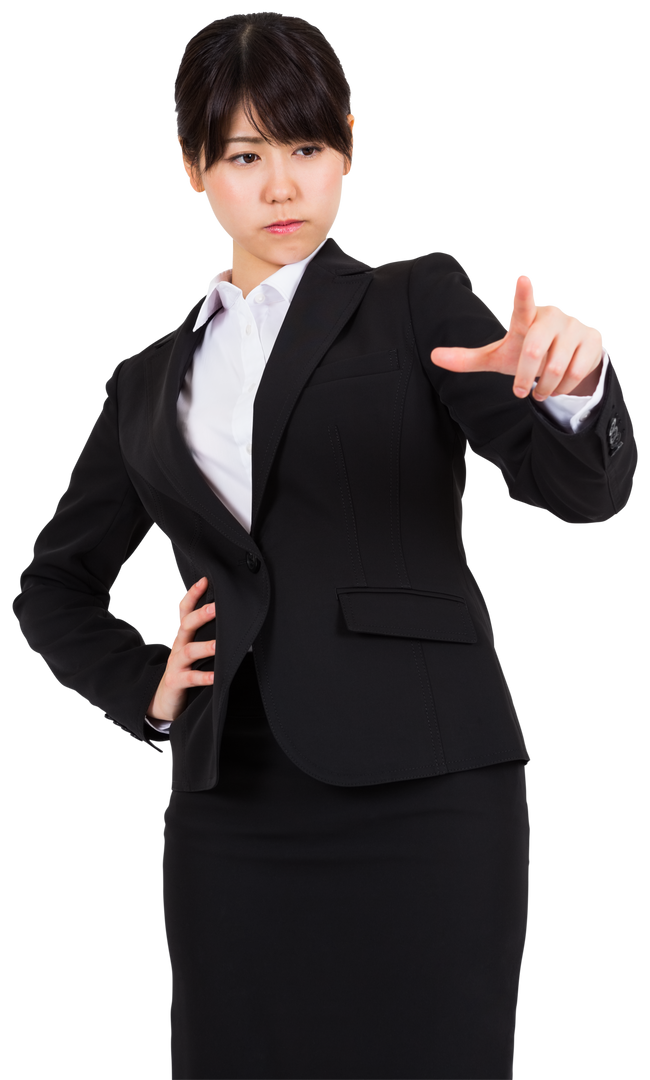 Transparent Serious Asian Businesswoman Pointing Finger - Download Free Stock Images Pikwizard.com