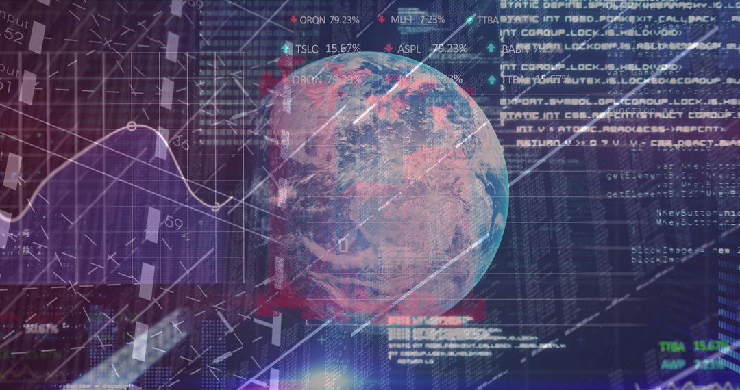 Digital Globe with Financial Data and Code