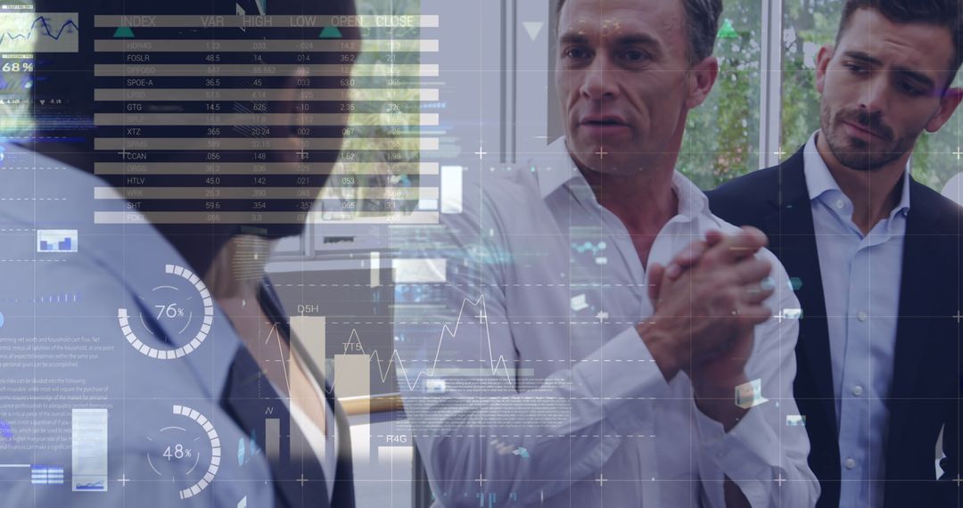 Business Team Discussing Data Analytics in Office Environment