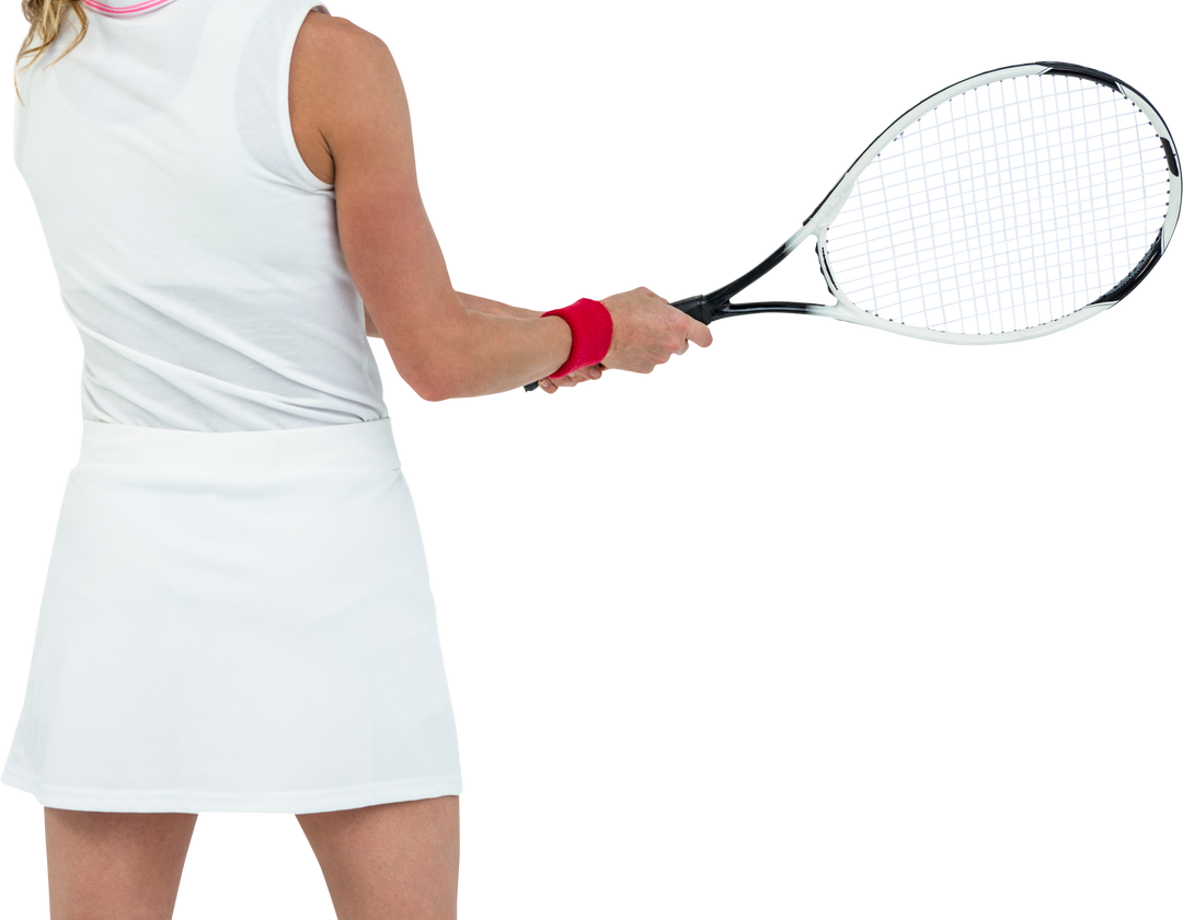 Rear View of Female Tennis Player ready to Hit with Transparent Background - Download Free Stock Images Pikwizard.com