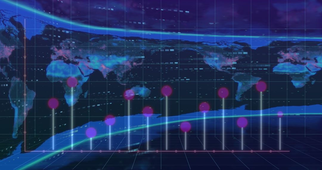 Digital Data Visualization Over World Map