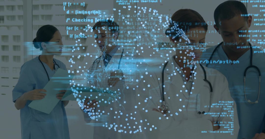 Healthcare Professionals Analyzing Digital Data Communication