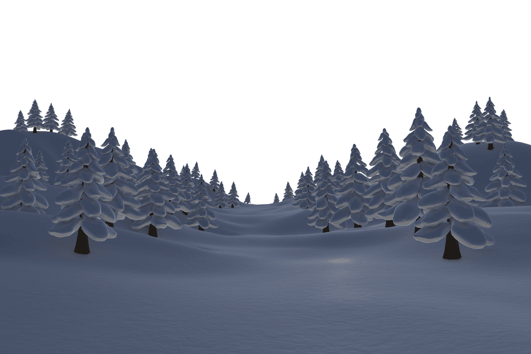 Serene Winter Forest with Snowy Pines on Transparent Background
