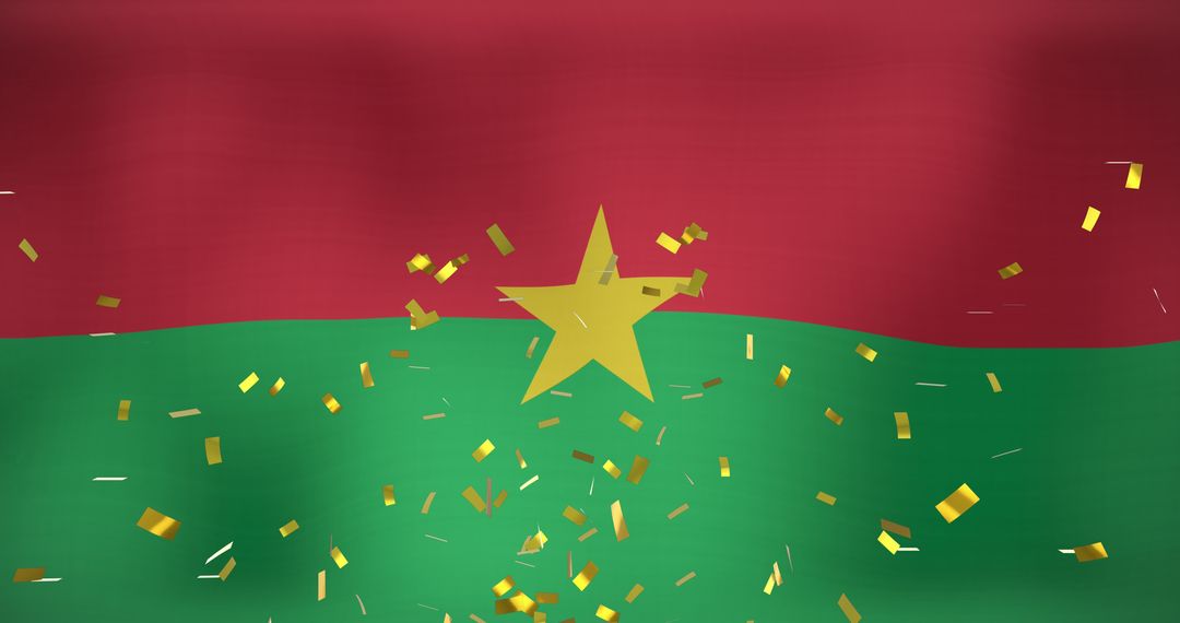 Burkina Faso National Flag with Falling Golden Confetti - Free Images, Stock Photos and Pictures on Pikwizard.com