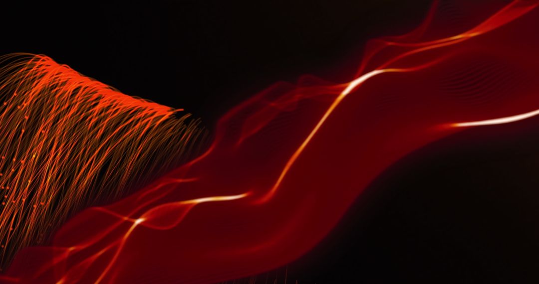 Abstract Red Light Trails with Flowing Smoke on Black